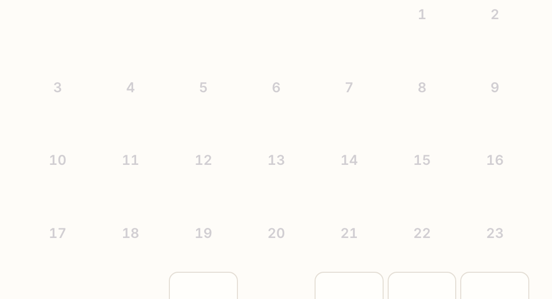 The booking calendar a brand sees, with available dates highlighted